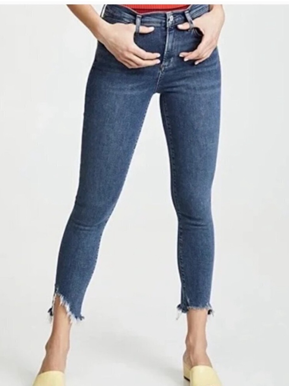 AGOLDE Sophie High Rise Skinny Crop Jeans Raw Hem Blue Denim Size 25